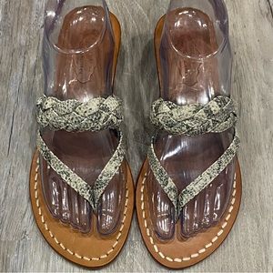 Tuccia Prima for Henri Bendel Braided Snakeskin Print Sandals